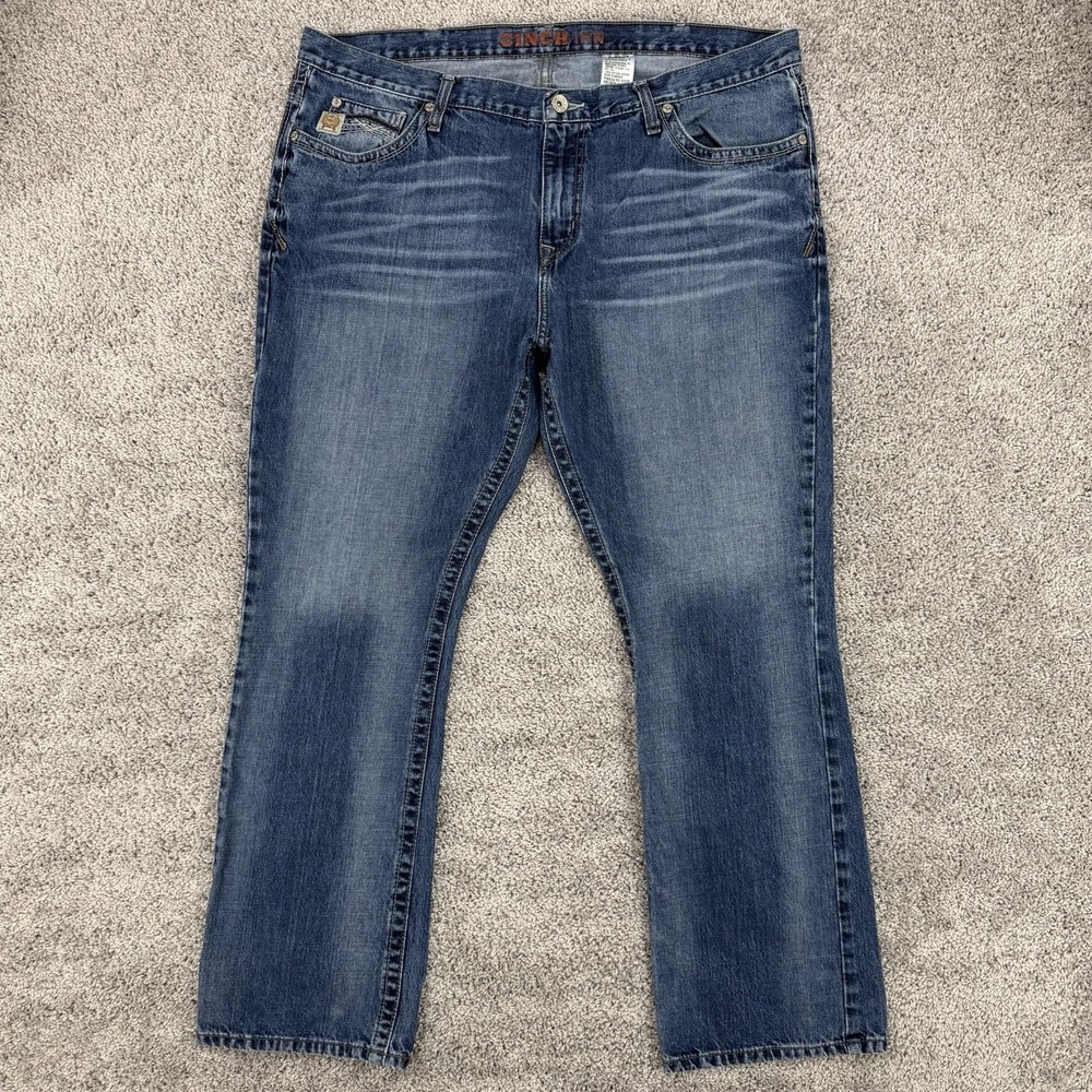 Cinch Ian Jeans Men's 40x32 Bootcut Western Cowboy Whiskering Crazy Fade